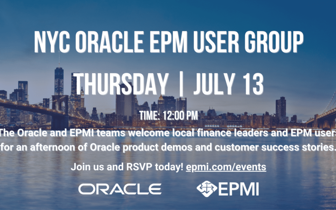 NYC Oracle EPM User Group, July 13, 2023